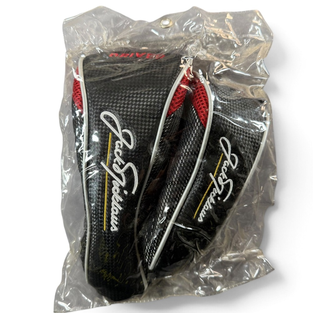 Jack Nicklaus Golf Headcover Set Driver Hybrid Black Red Carbon Fiber Texture